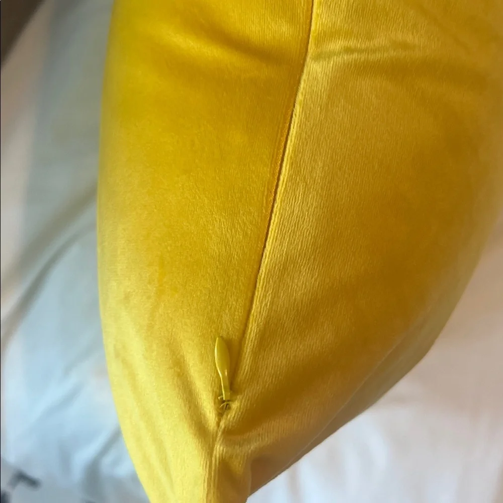 Yellow velvet throw pillow